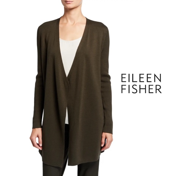 Eileen Fisher Angle Front Silk Blend Cardigan SZ M - Picture 7 of 7